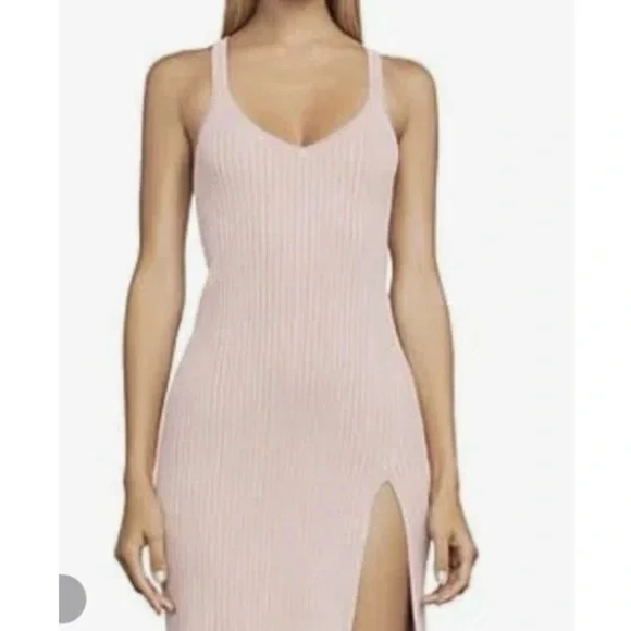 BCBGMAXAZRIA Pink Ribbed Sweater Dress - Picture 1 of 6